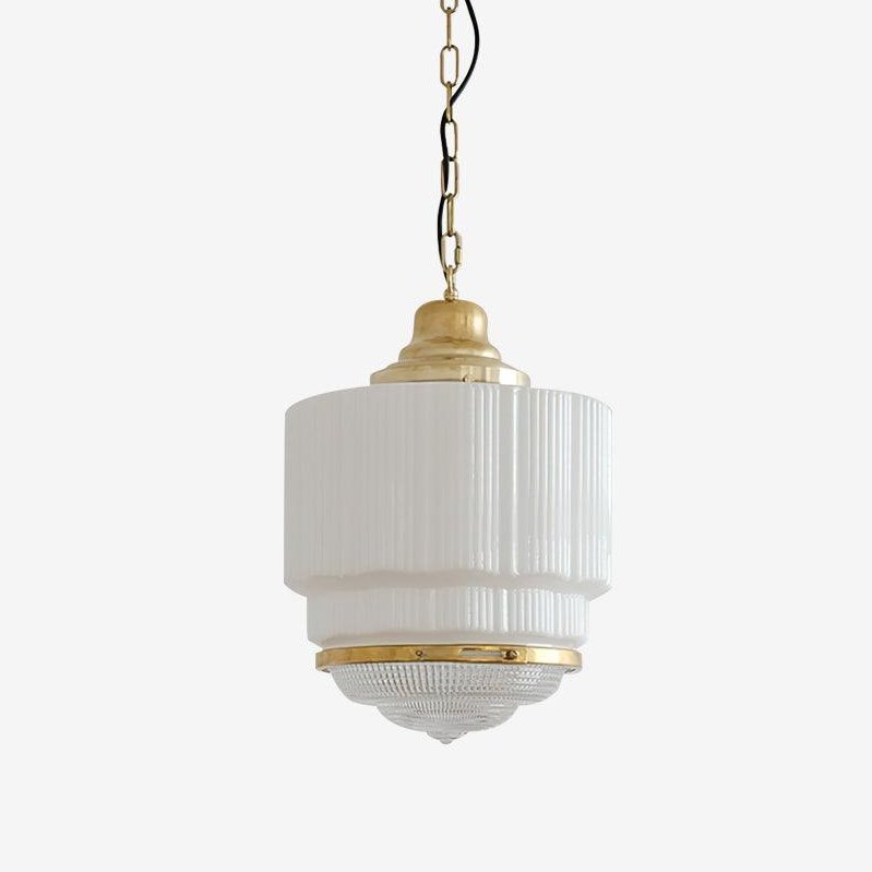 Celiina Hanglamp Messing Glas Geribbeld