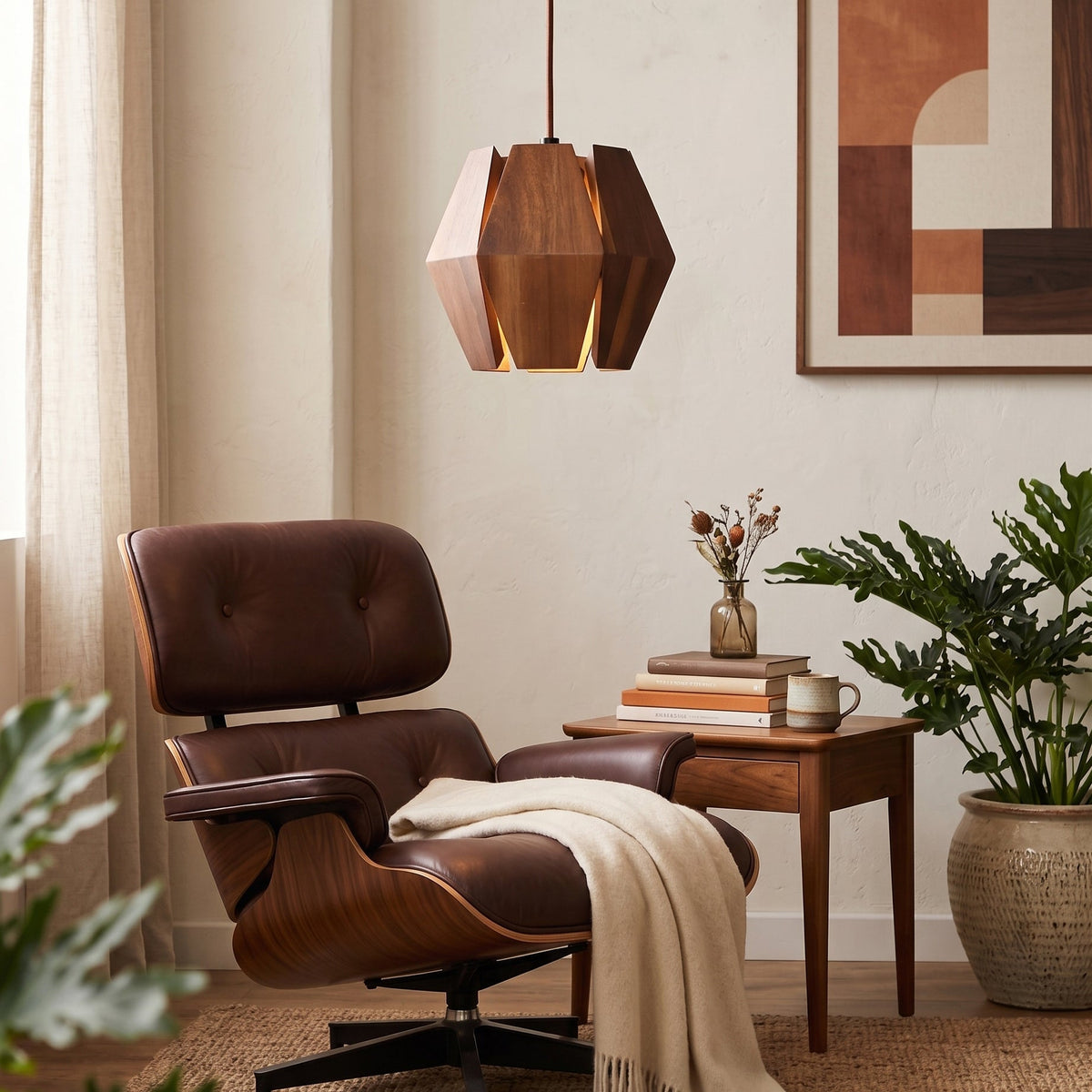 Kaden hanglamp van walnoothout