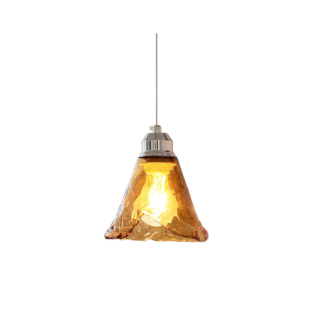 Amber hanglamp met glazen kap