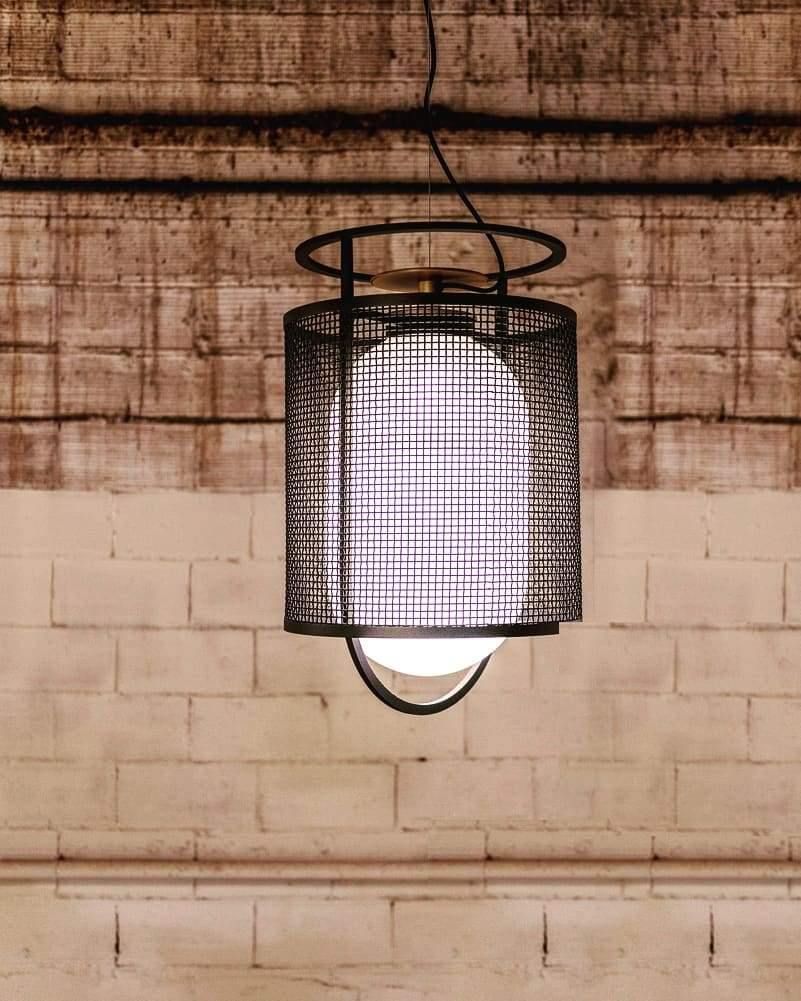 Meren hanglamp mesh cilinder messing accent industrieel