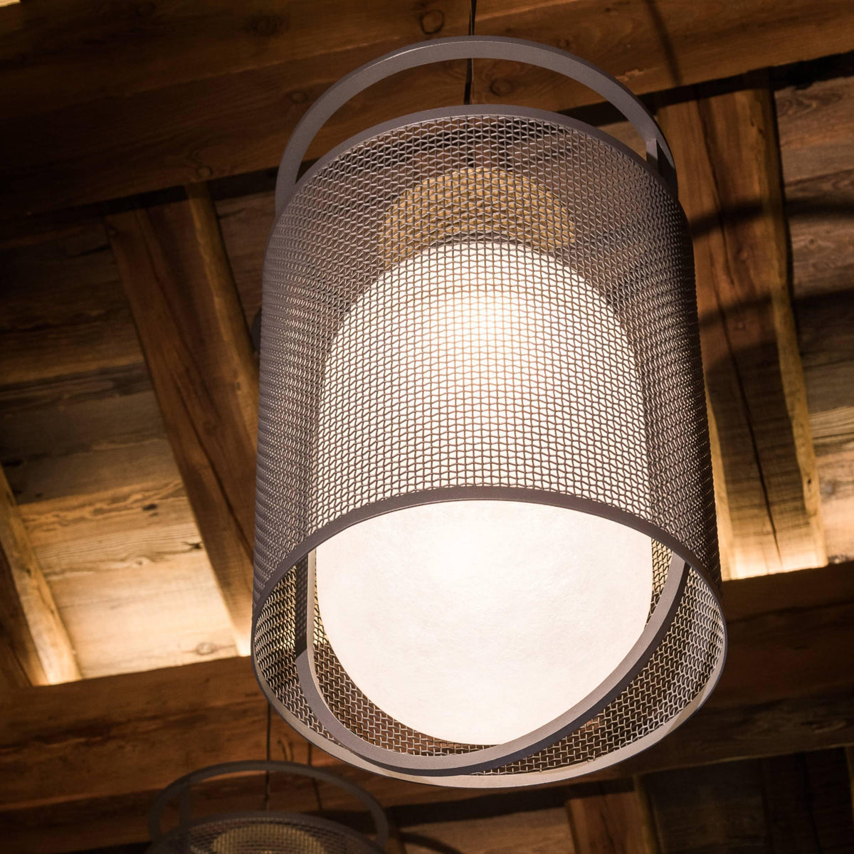 Meren hanglamp mesh cilinder messing accent industrieel