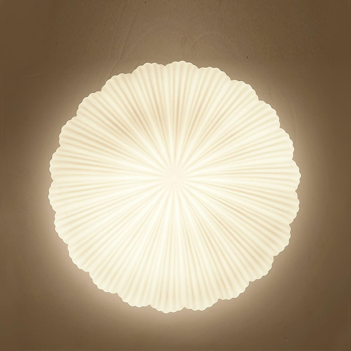 Elo plafondlamp met schelpvorm en ribbels, elegant