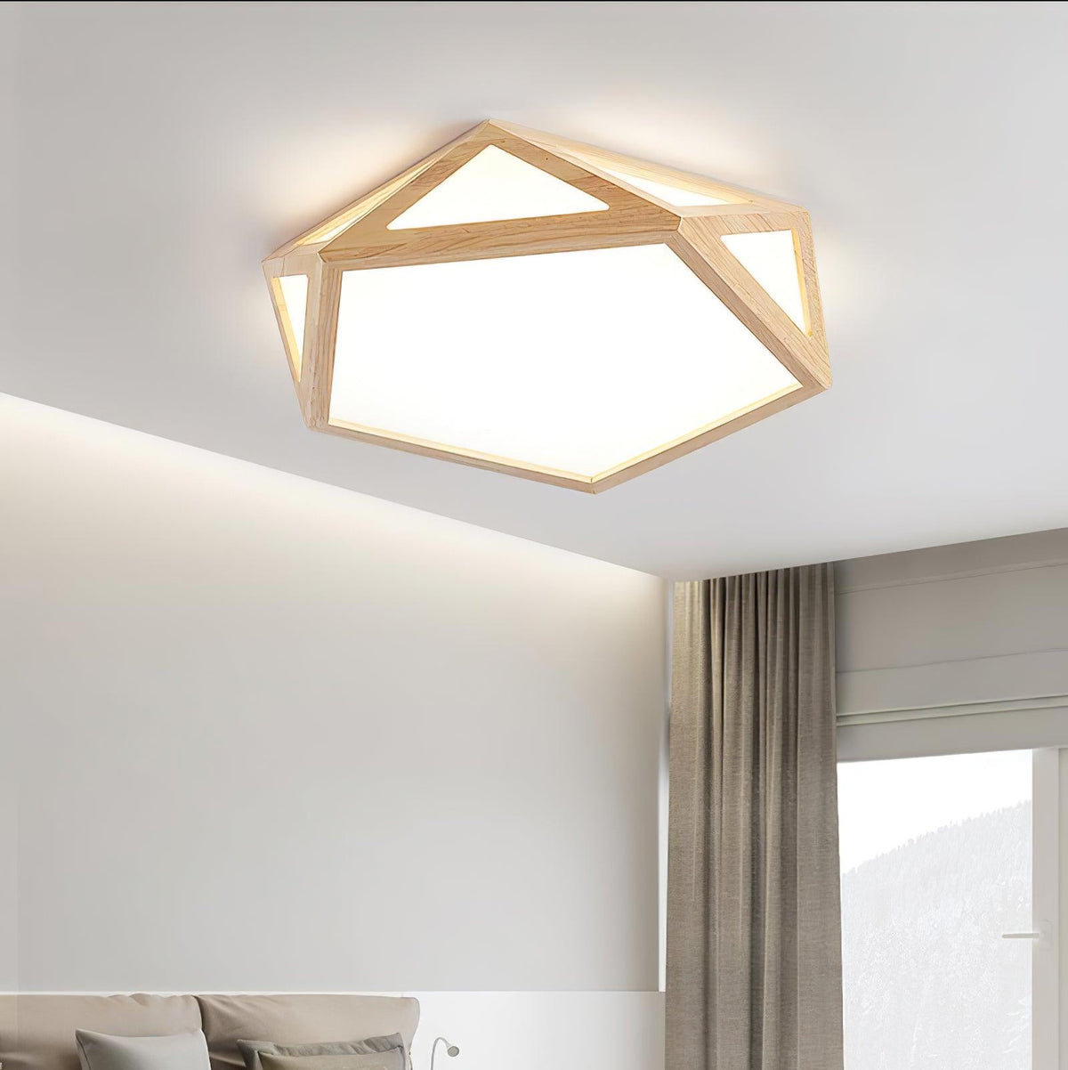 Syleneria plafondlamp houten diamant geometrisch modern