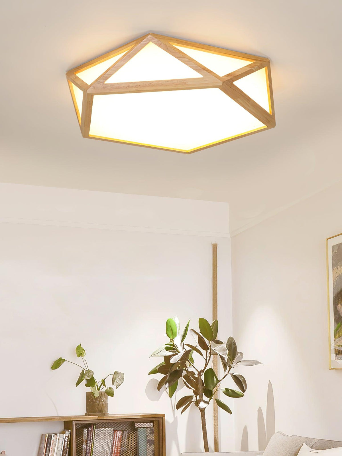 Syleneria plafondlamp houten diamant geometrisch modern