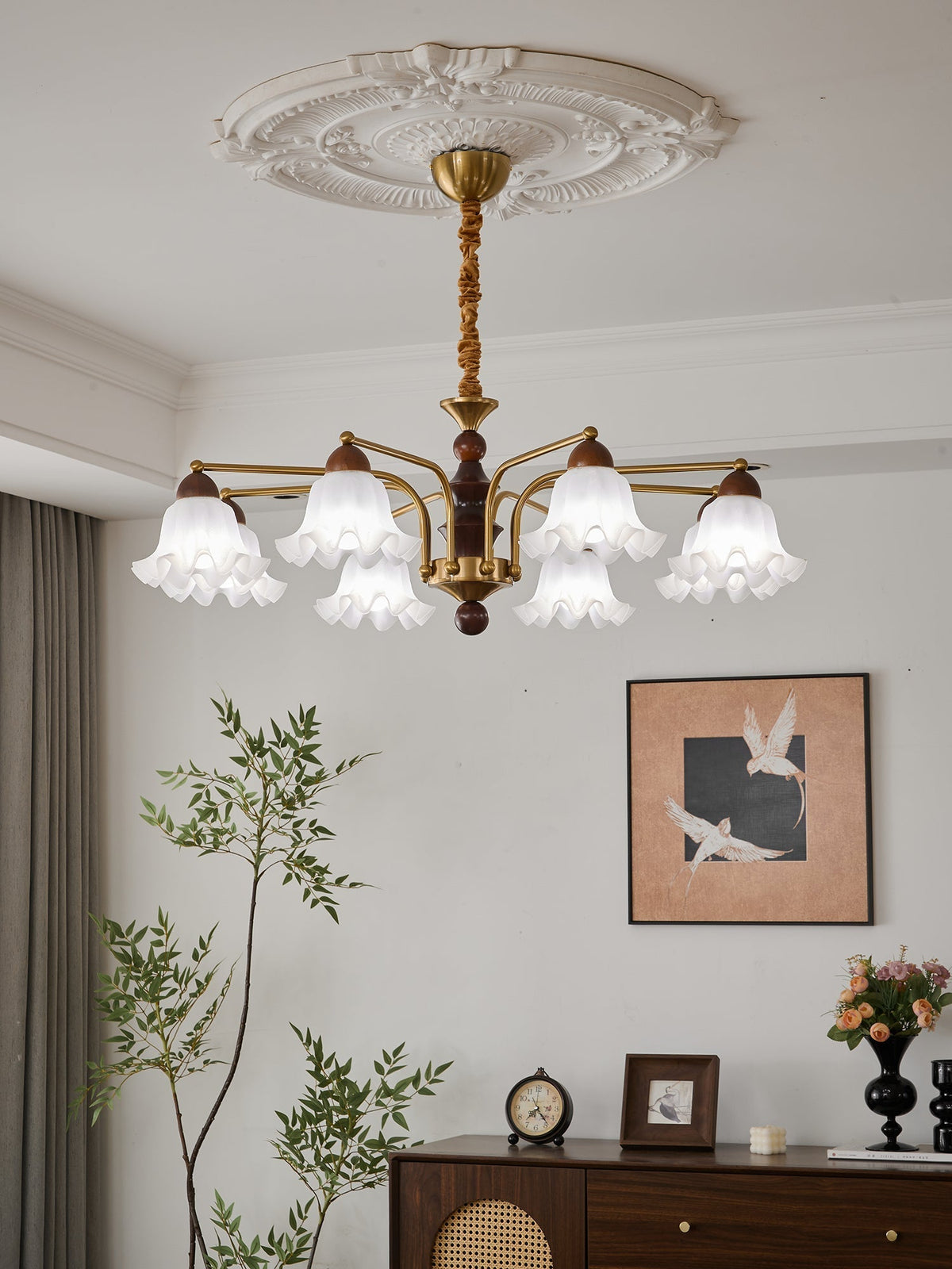Lylaeen elegantie Vintage glas Hout Kroonluchter