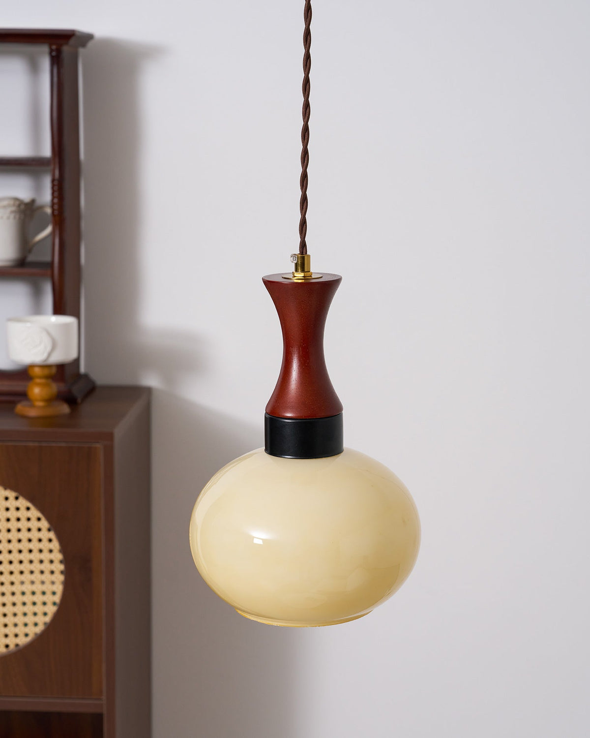 Chara hanglamp met stekker in bruin