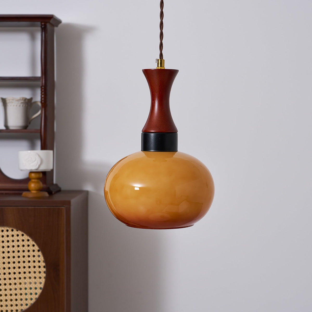 Chara hanglamp met stekker in bruin