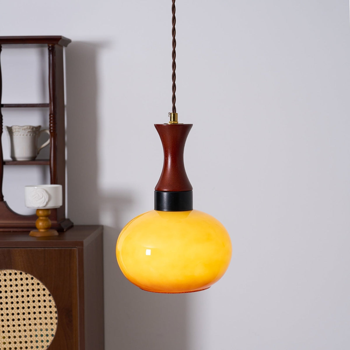 Chara hanglamp met stekker in bruin