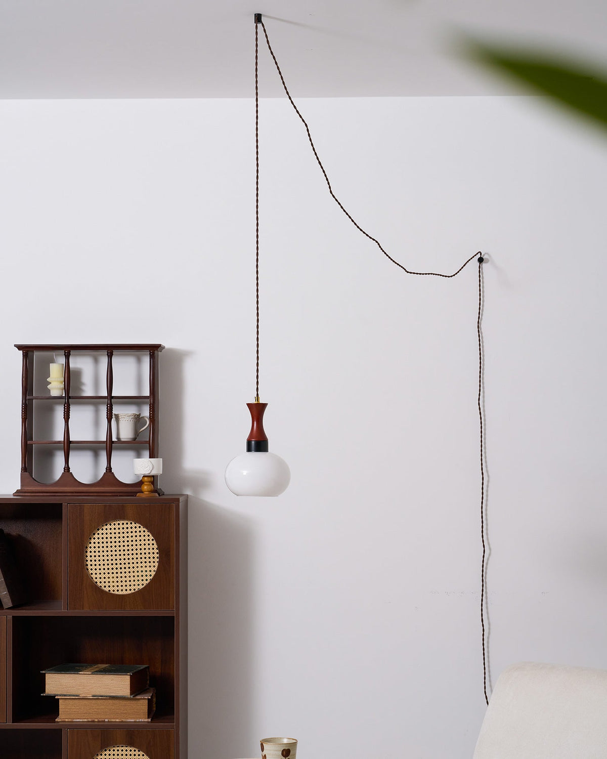 Chara hanglamp met stekker in bruin