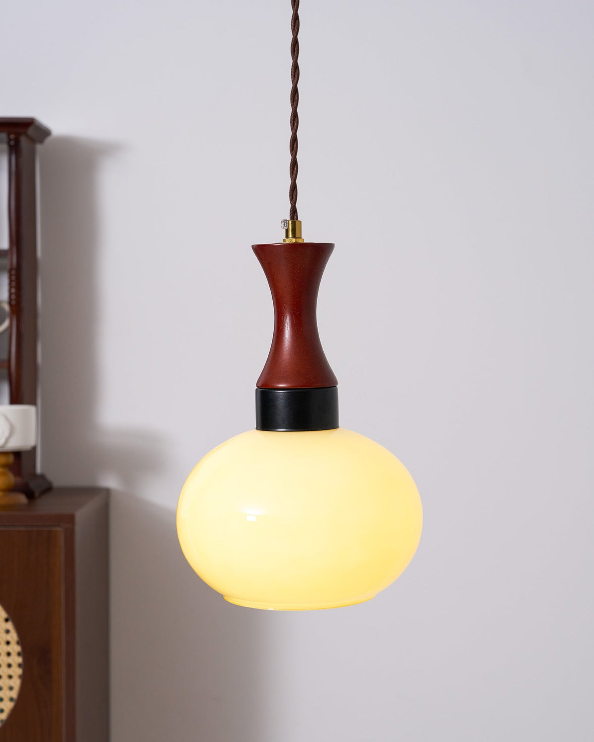 Chara hanglamp met stekker in bruin