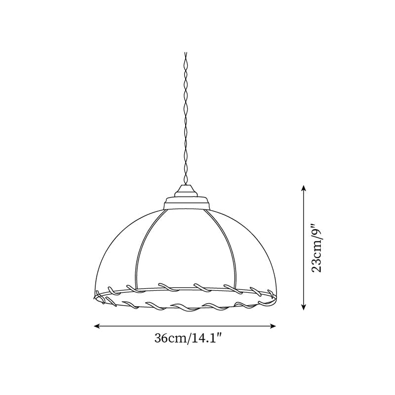 Hanglamp met stoffen koepelkap in vintage minimalistische stijl met zachte gloed