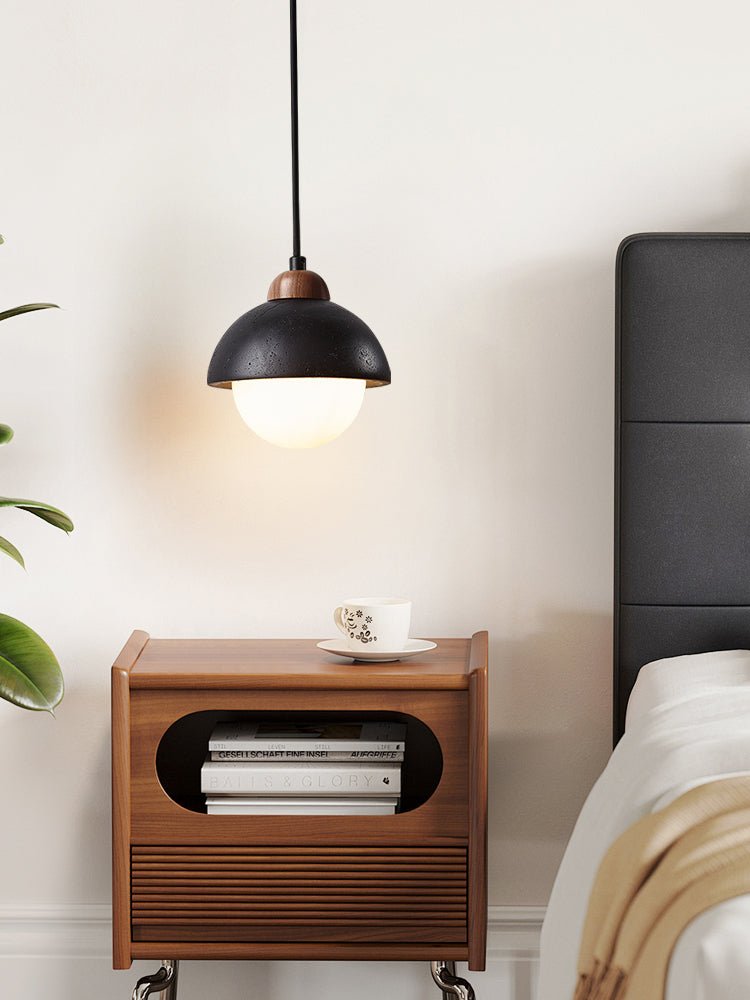 Tavoria Eenvoudig Domewood Zwart Travertin Hanglamp