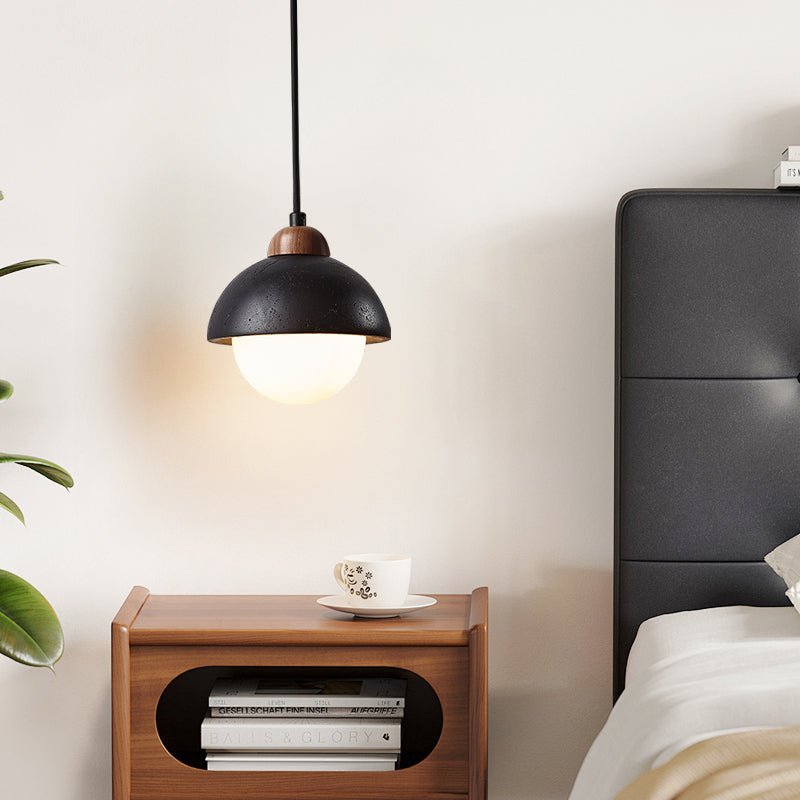 Tavoria Eenvoudig Domewood Zwart Travertin Hanglamp