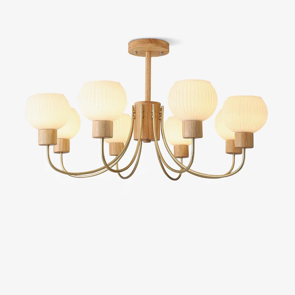 Sylorine Kroonluchter Houten 6 Lichtpunten Elegante glas