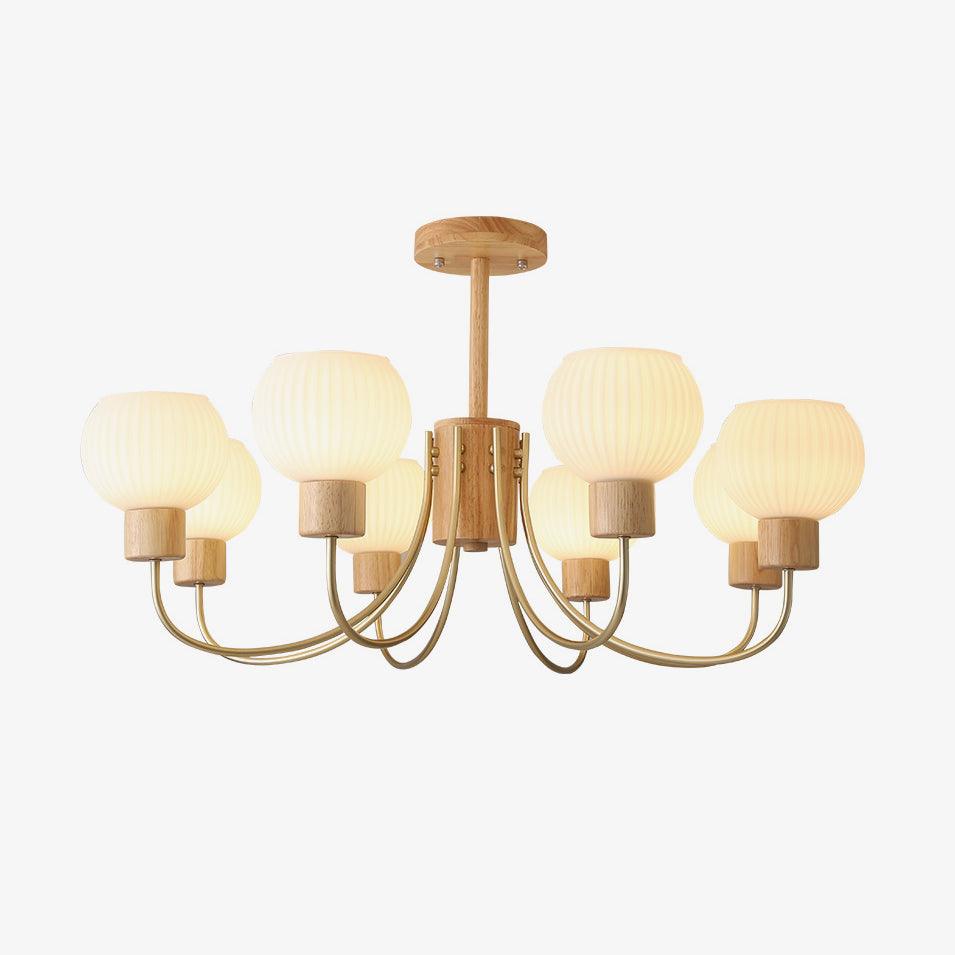 Sylorine Kroonluchter Houten 6 Lichtpunten Elegante glas
