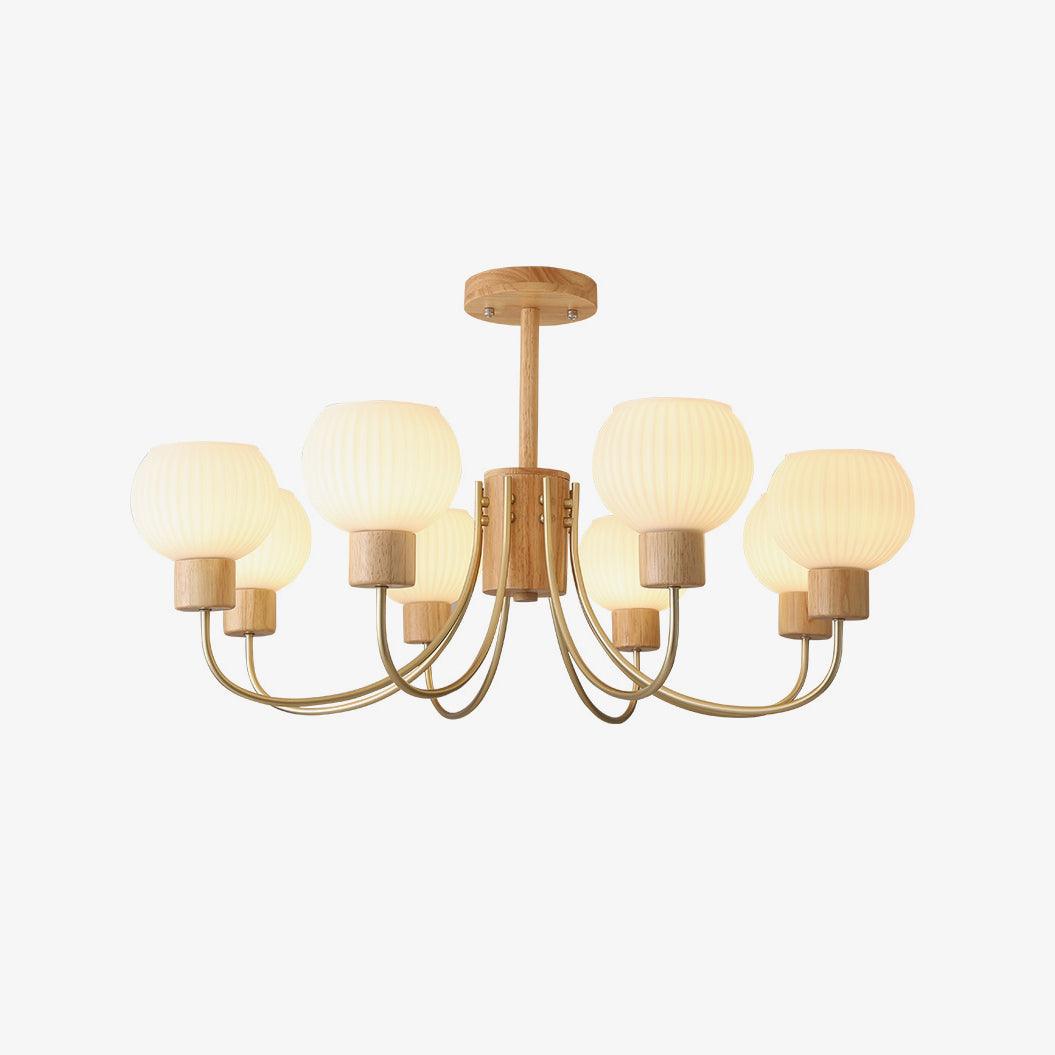 Sylorine Kroonluchter Houten 6 Lichtpunten Elegante glas