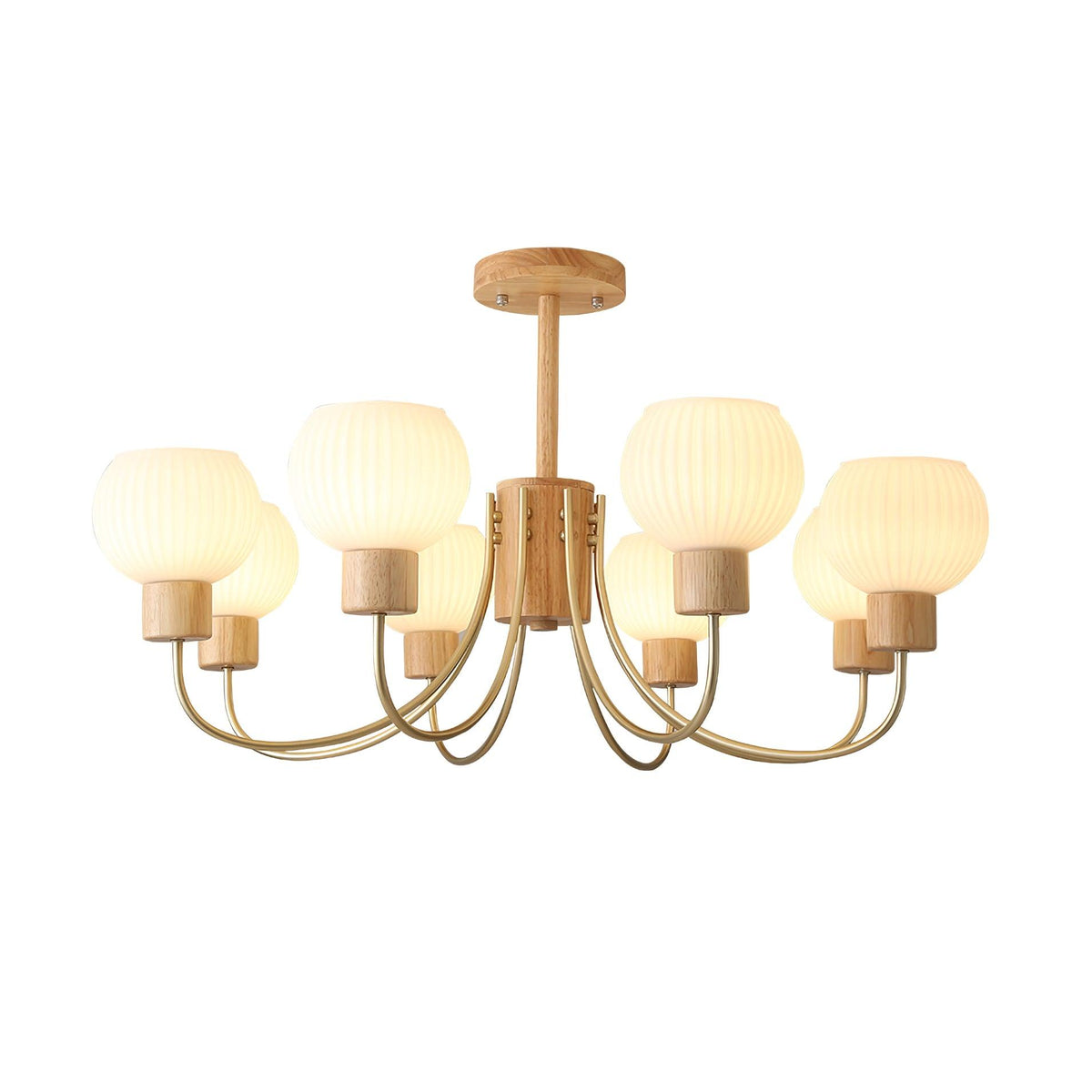 Sylorine Kroonluchter Houten 6 Lichtpunten Elegante glas