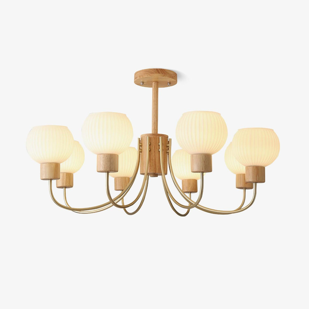 Sylorine Kroonluchter Houten 6 Lichtpunten Elegante glas