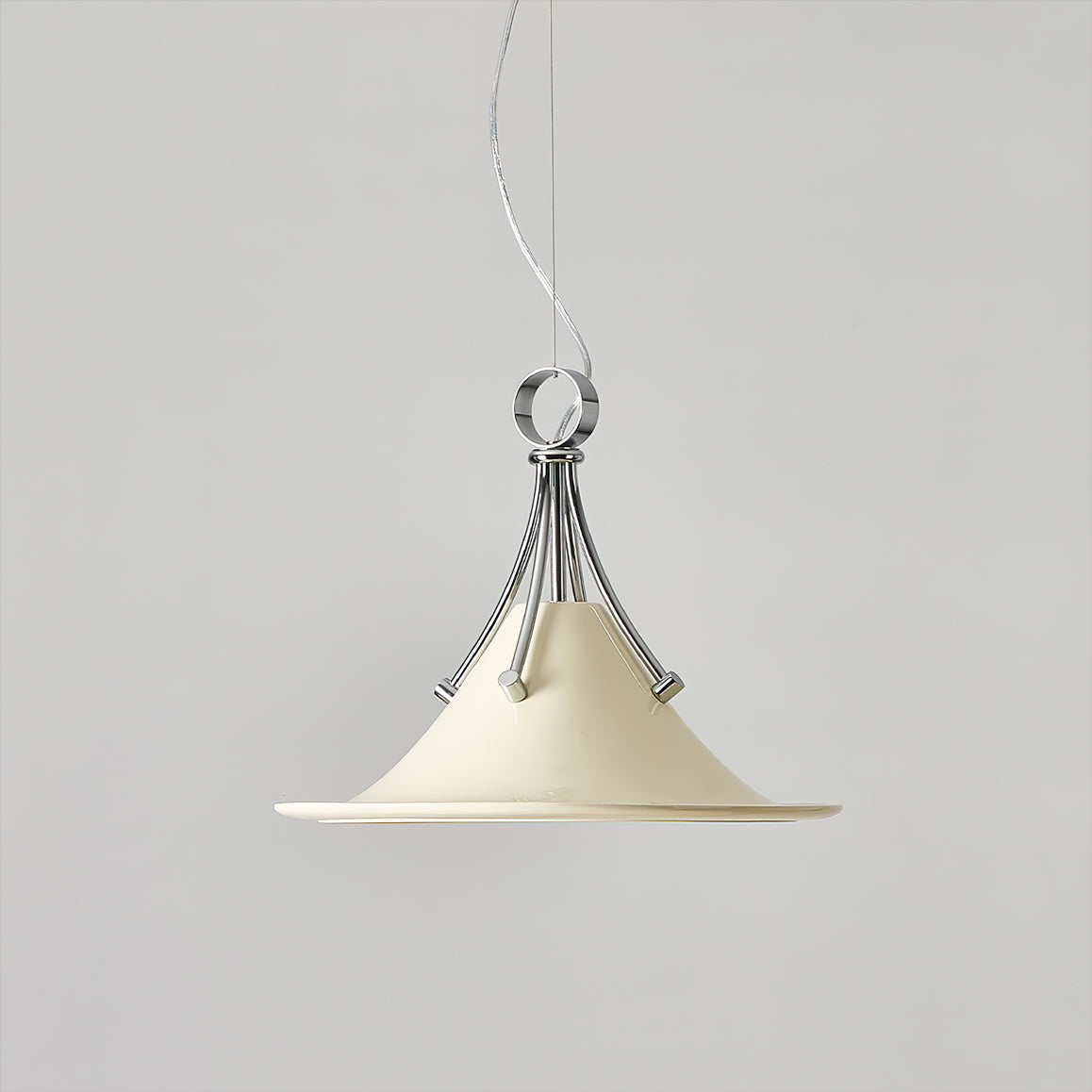 Viraorenne hanglamp van walnootkleur met chrome-afwerking