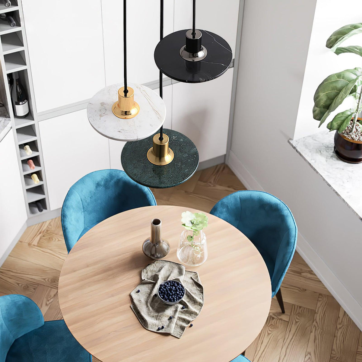 Bram hanglamp marmer dubbele cirkel modern