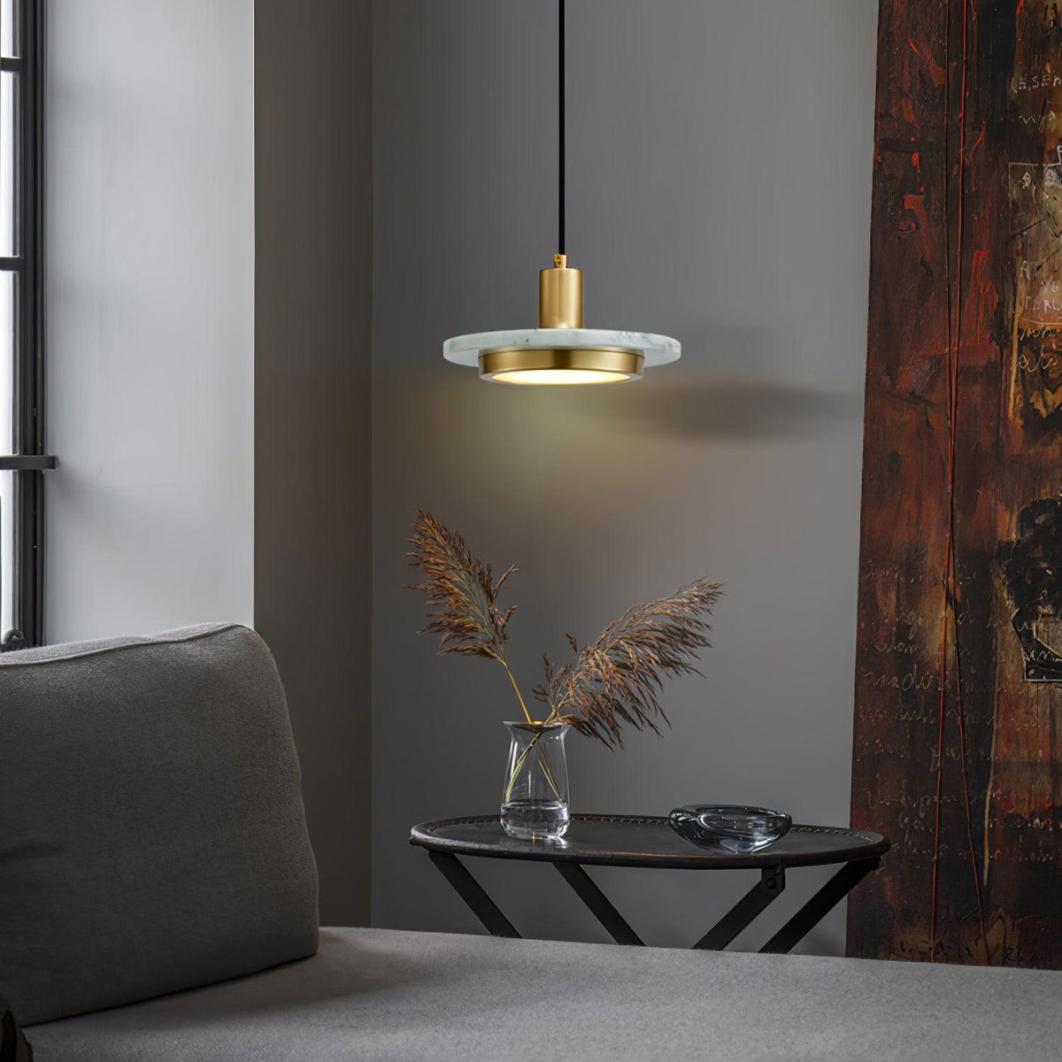 Bram hanglamp marmer dubbele cirkel modern