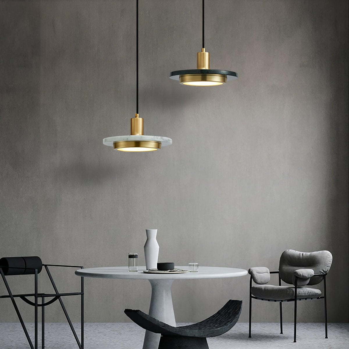 Bram hanglamp marmer dubbele cirkel modern