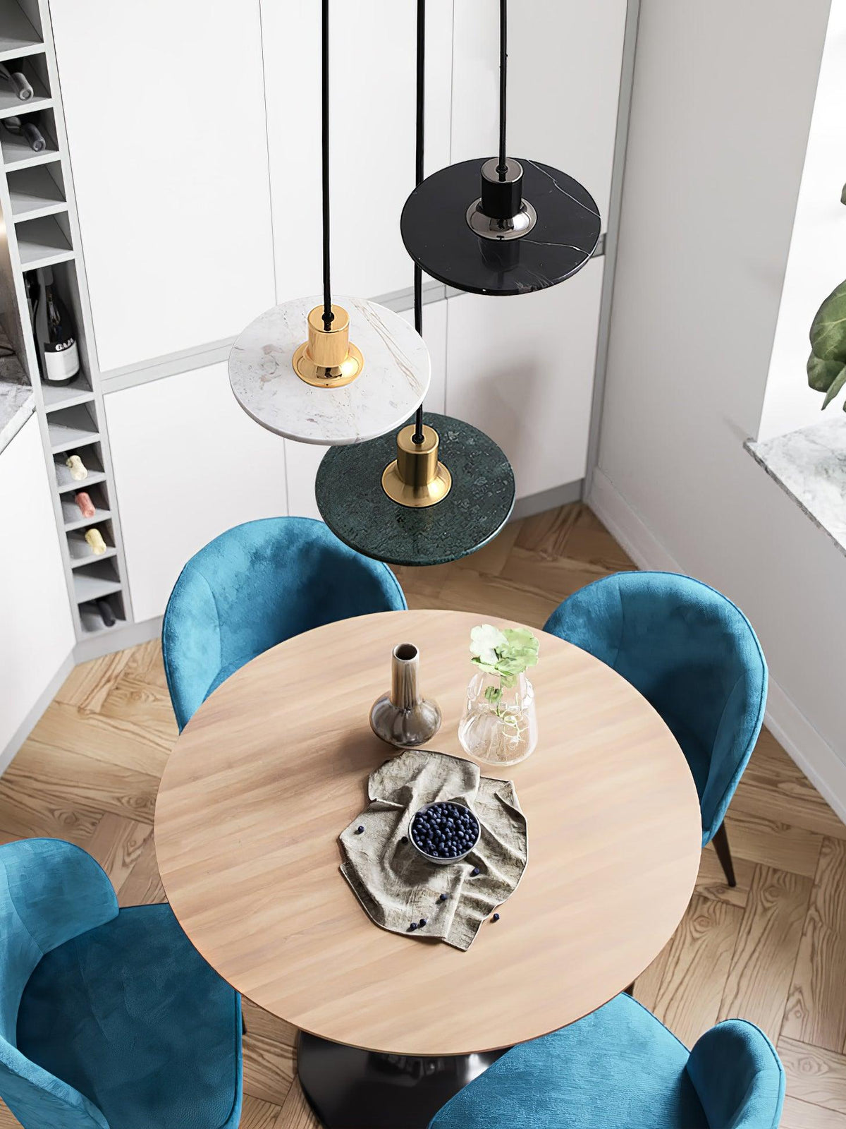 Bram hanglamp marmer dubbele cirkel modern