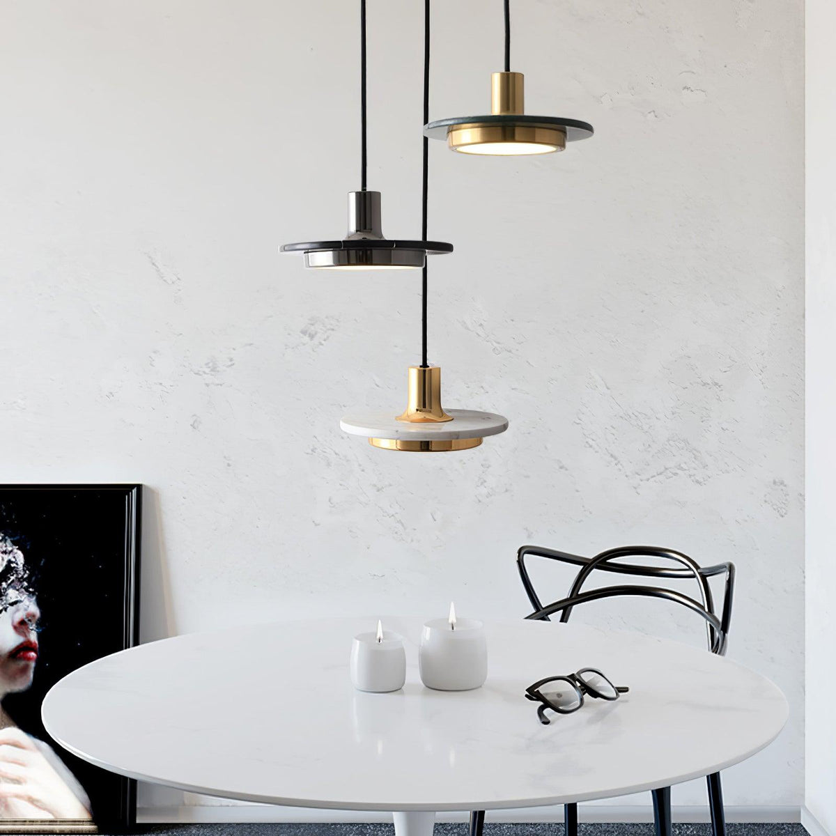 Bram hanglamp marmer dubbele cirkel modern