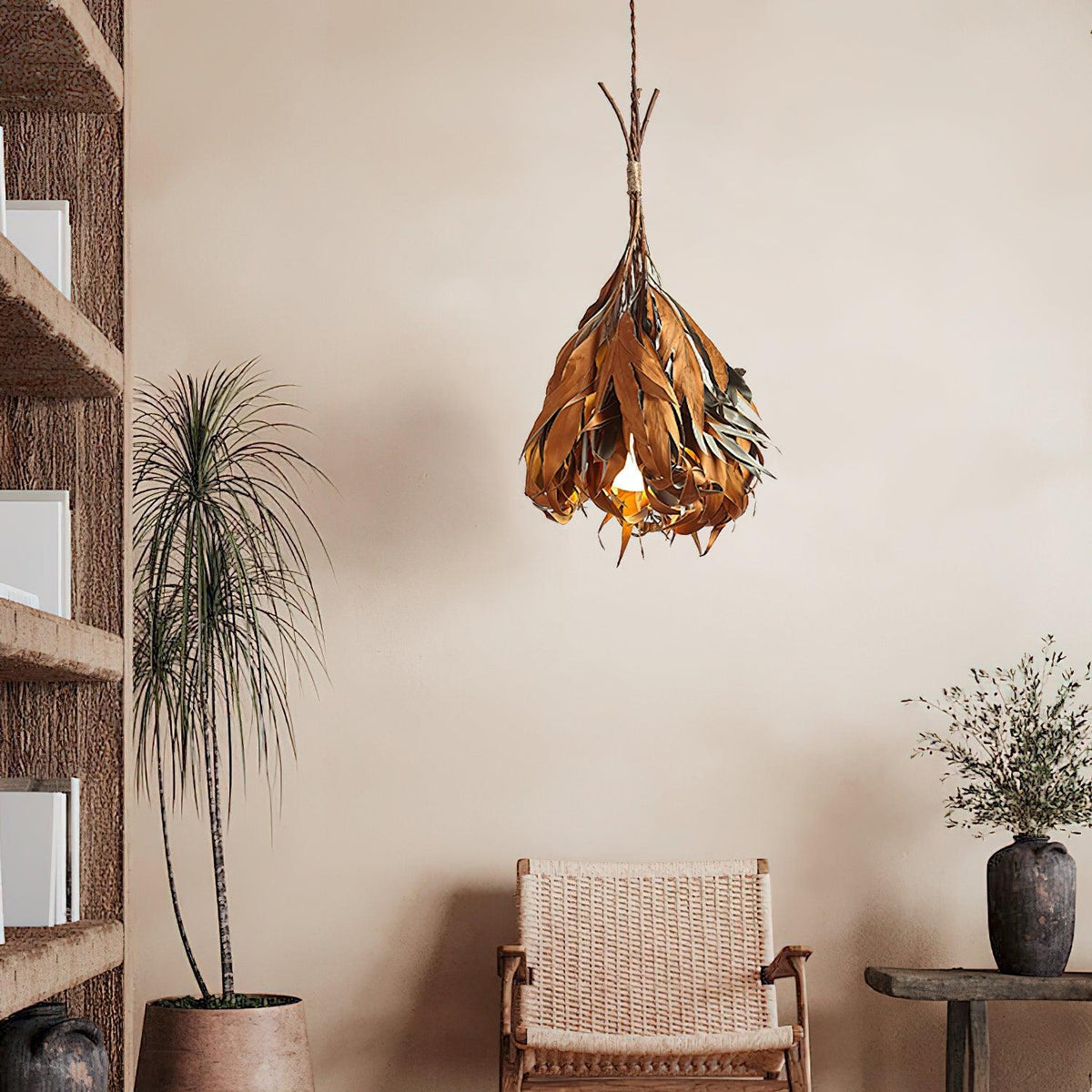 Lirien Natuurlijke gele dode houtbladeren hanglamp