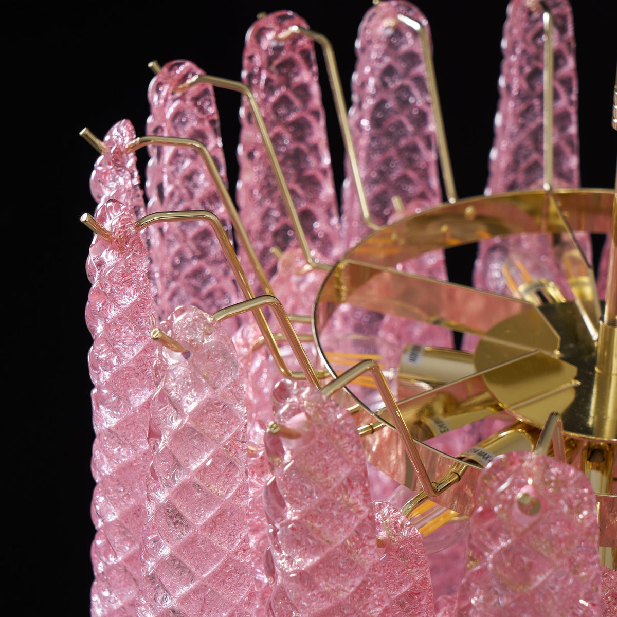 Veliena Kroonluchter Roze Murano-glasdruppels Diamantpatroon Waterval
