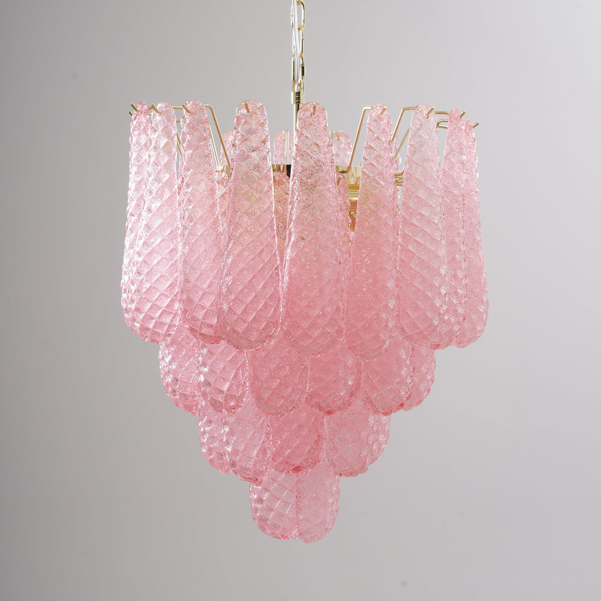 Veliena Kroonluchter Roze Murano-glasdruppels Diamantpatroon Waterval