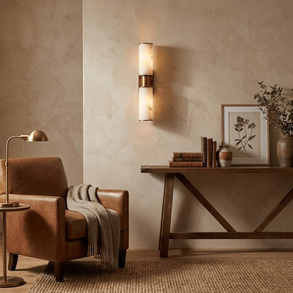 Velmora albasten wandlamp met Goudkleurige Afwerking en Kap