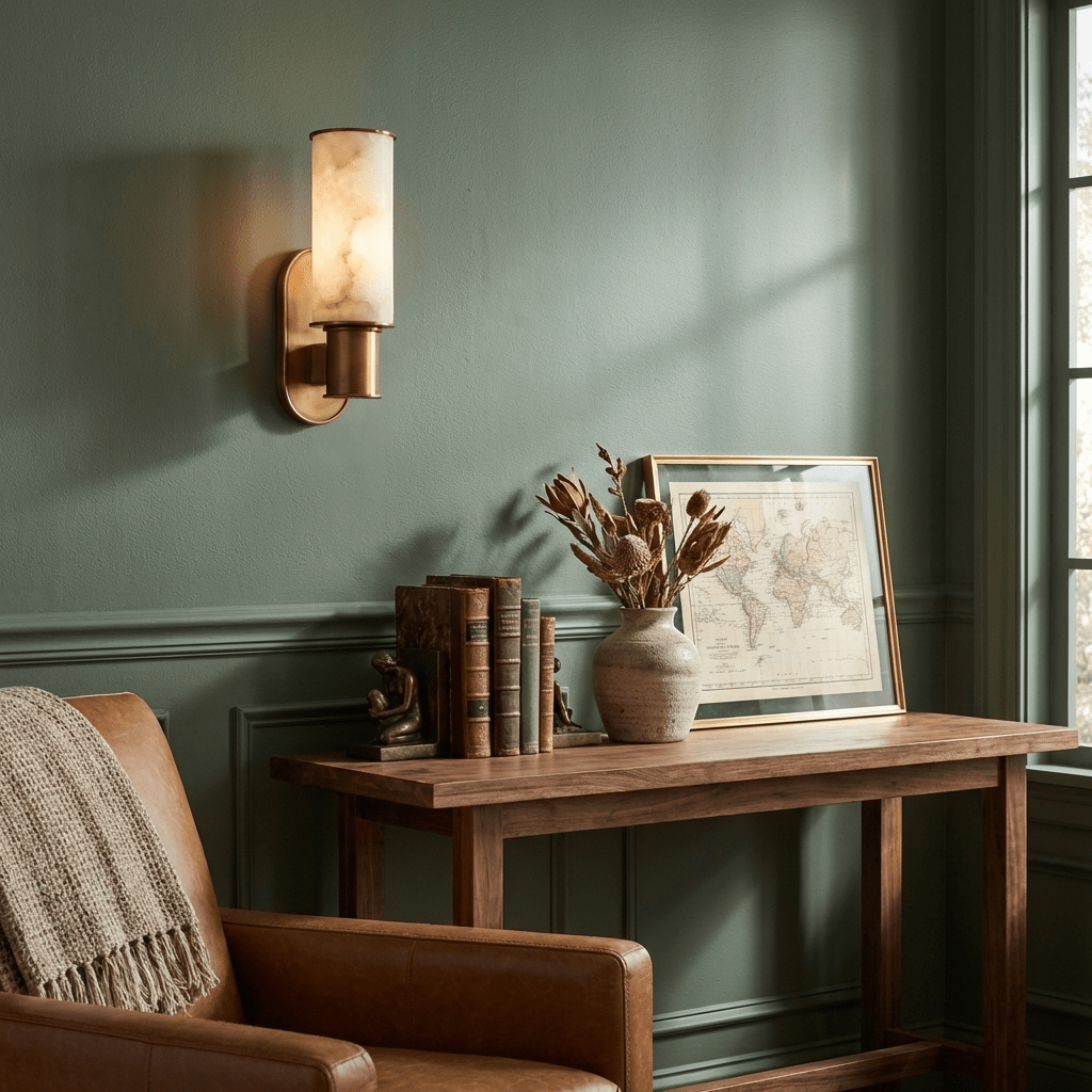 Velmora albasten wandlamp met Goudkleurige Afwerking en Kap