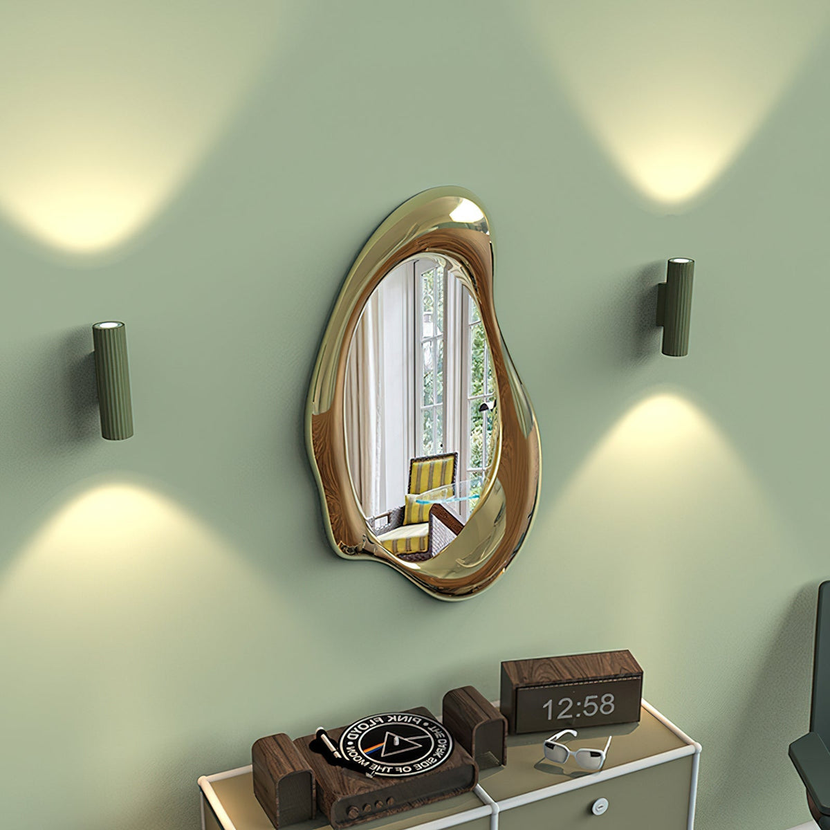 Calenaria wandlamp groen aluminium verticaal geribd minimalistisch slaapkamer gang