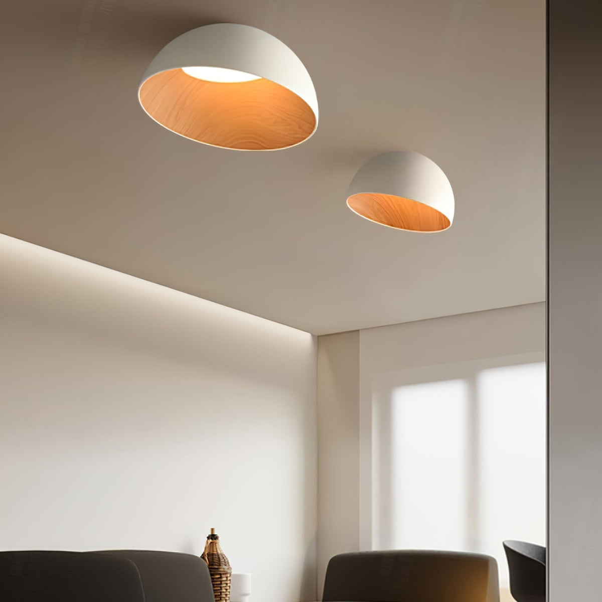 Coda plafondlamp Koepel Hout Minimalistisch