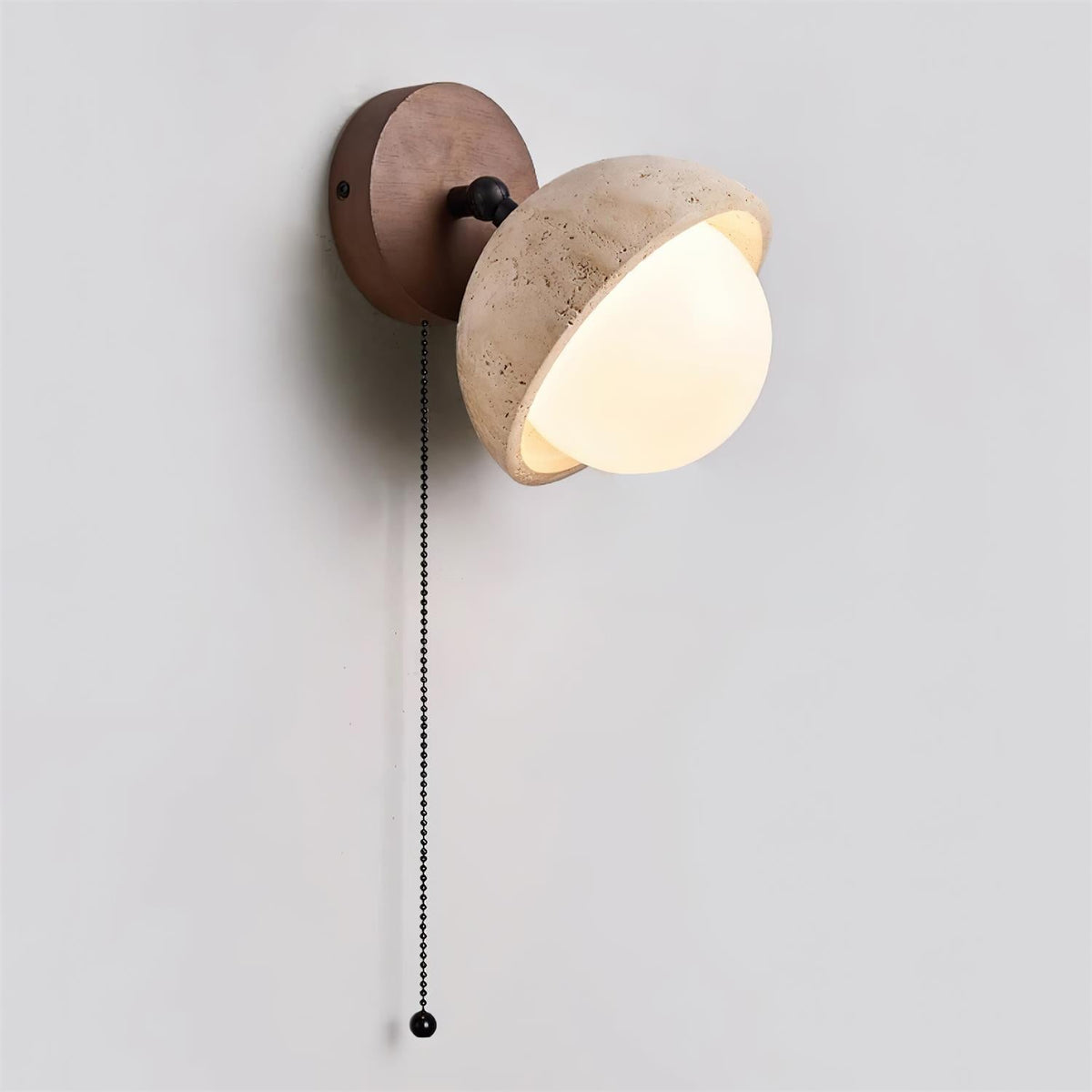 Eala wandlamp met travertin en walnoothout minimalistisch modern