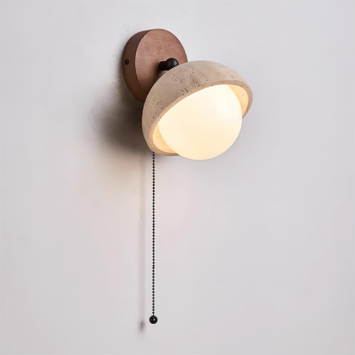 Eala wandlamp met travertin en walnoothout minimalistisch modern