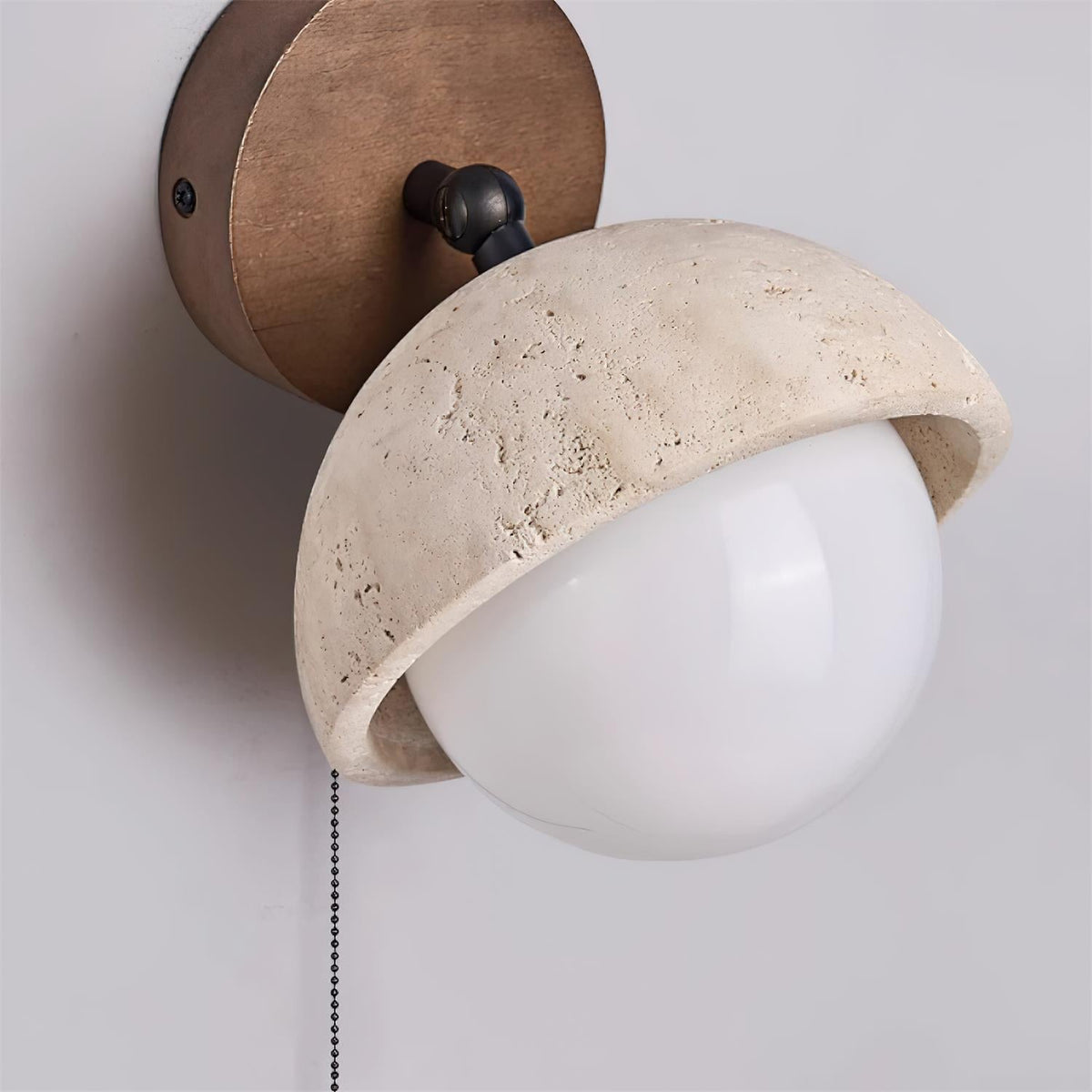 Eala wandlamp met travertin en walnoothout minimalistisch modern