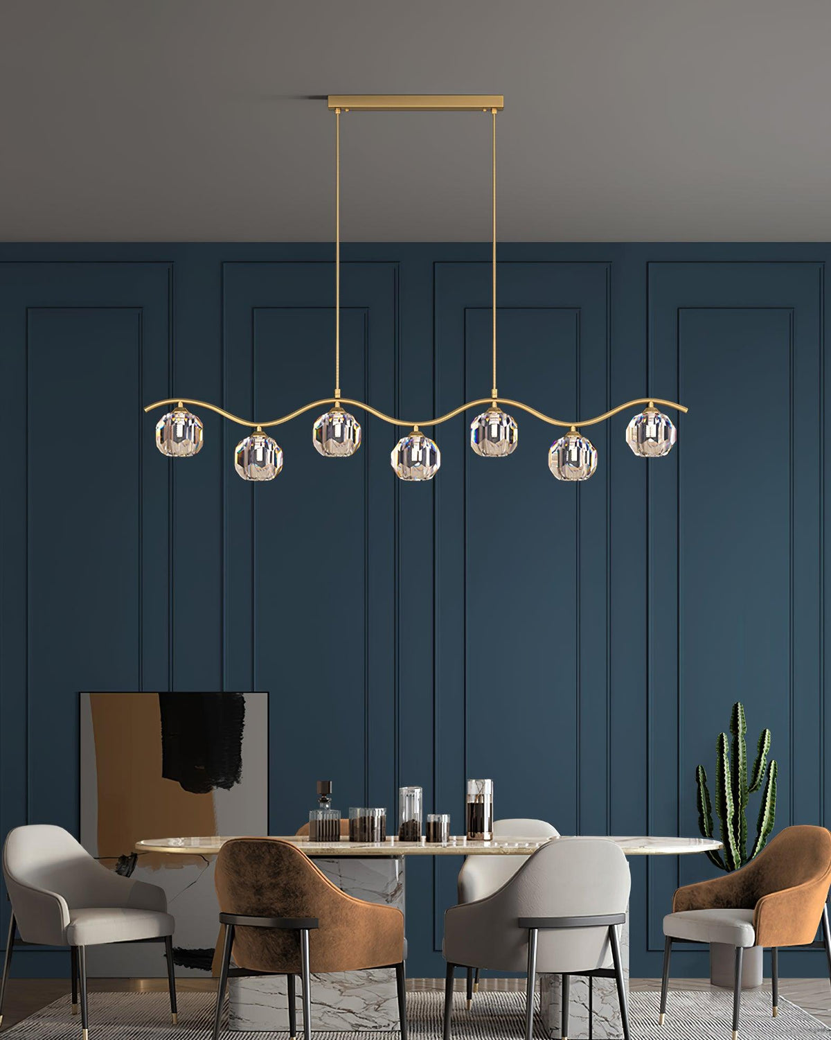 Luxenora Kroonluchter koper en Kristal Geometrisch
