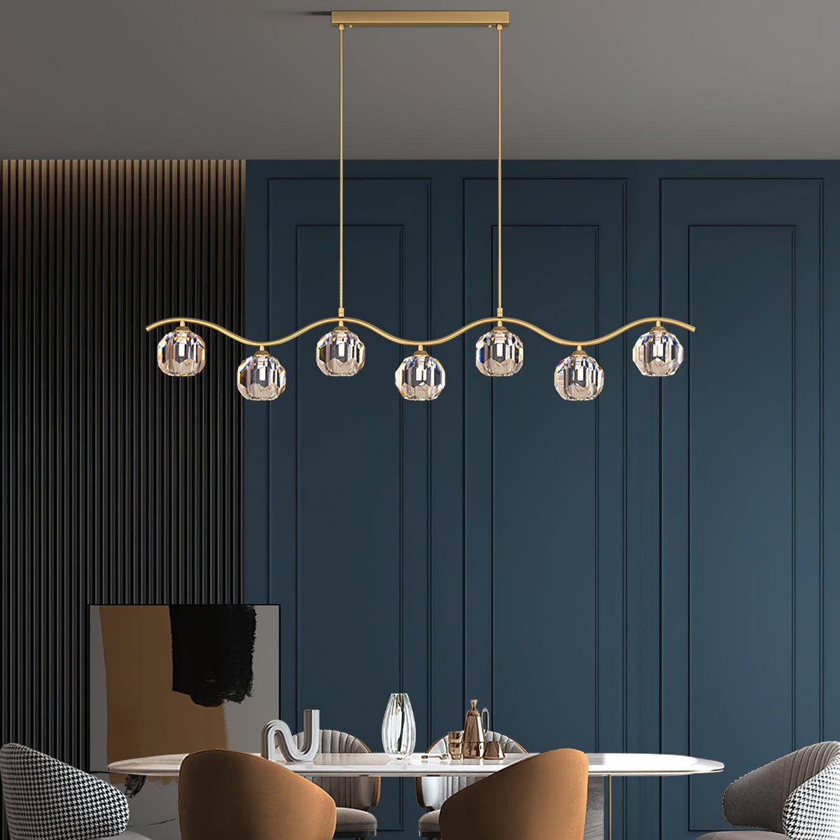 Luxenora Kroonluchter koper en Kristal Geometrisch
