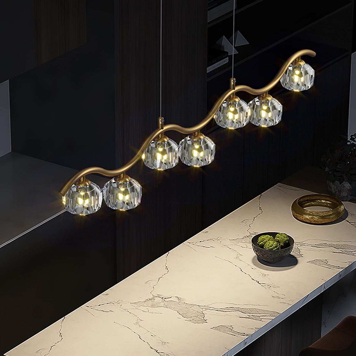 Luxenora Kroonluchter koper en Kristal Geometrisch