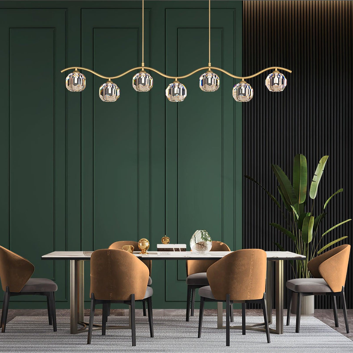 Luxenora Kroonluchter koper en Kristal Geometrisch