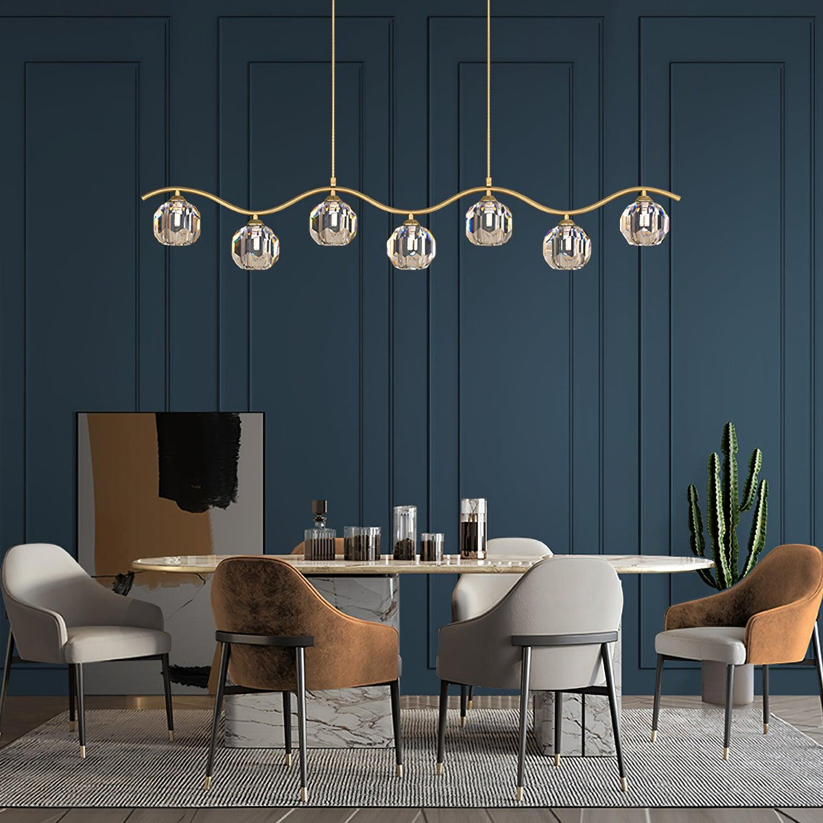 Luxenora Kroonluchter koper en Kristal Geometrisch
