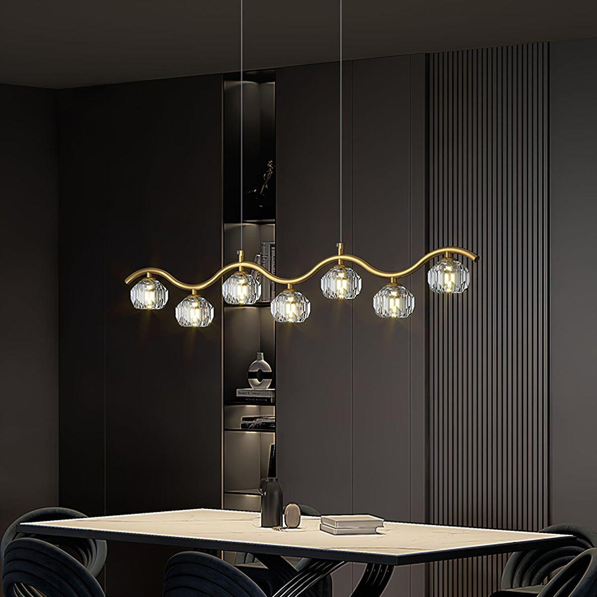 Luxenora Kroonluchter koper en Kristal Geometrisch