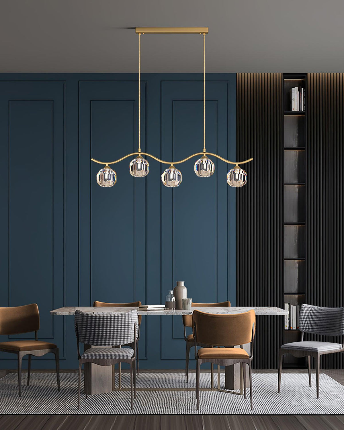 Luxenora Kroonluchter koper en Kristal Geometrisch