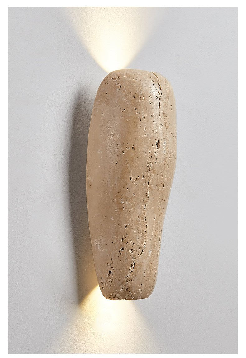 Haldenra wandlamp met aardse stenen afwerking