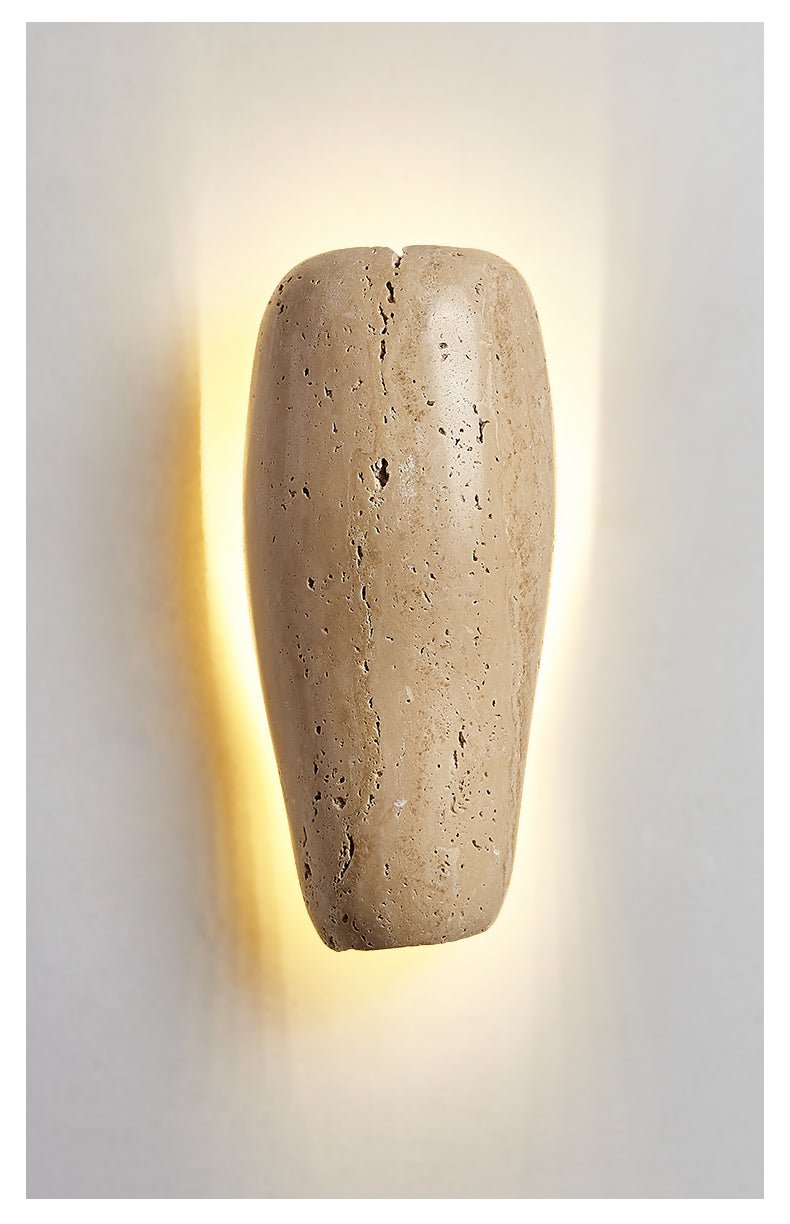 Haldenra wandlamp met aardse stenen afwerking