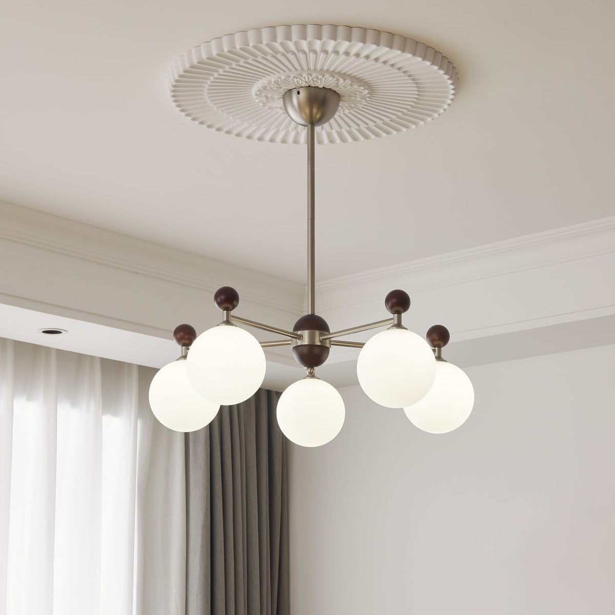 Cimirora Traditionele Elegantie Houten glas Kroonluchter