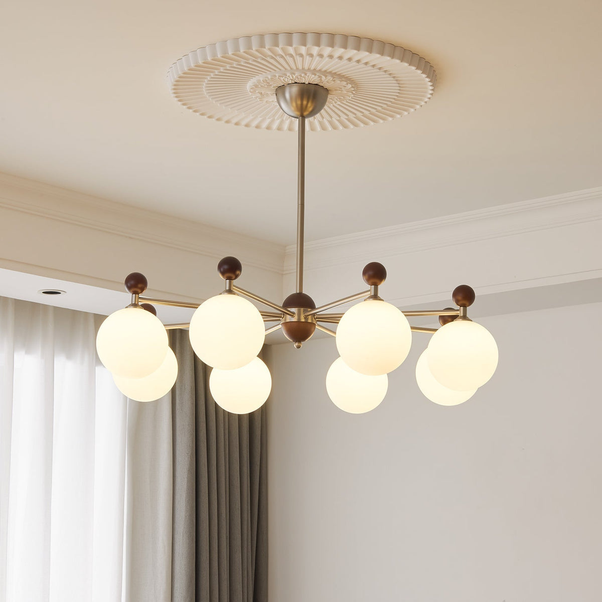 Cimirora Traditionele Elegantie Houten glas Kroonluchter