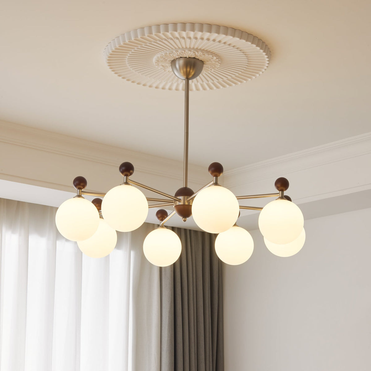 Cimirora Traditionele Elegantie Houten glas Kroonluchter